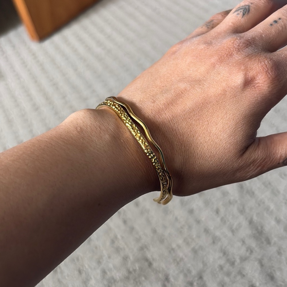 Gold Minimalist Bracelets with Polished Finish